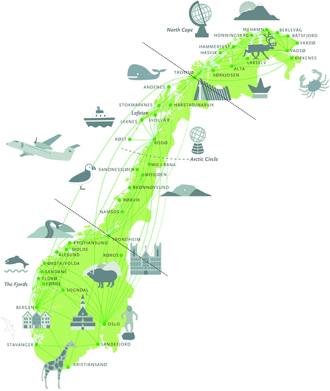 La norvège carte touristique de la Norvège attractions de la carte 