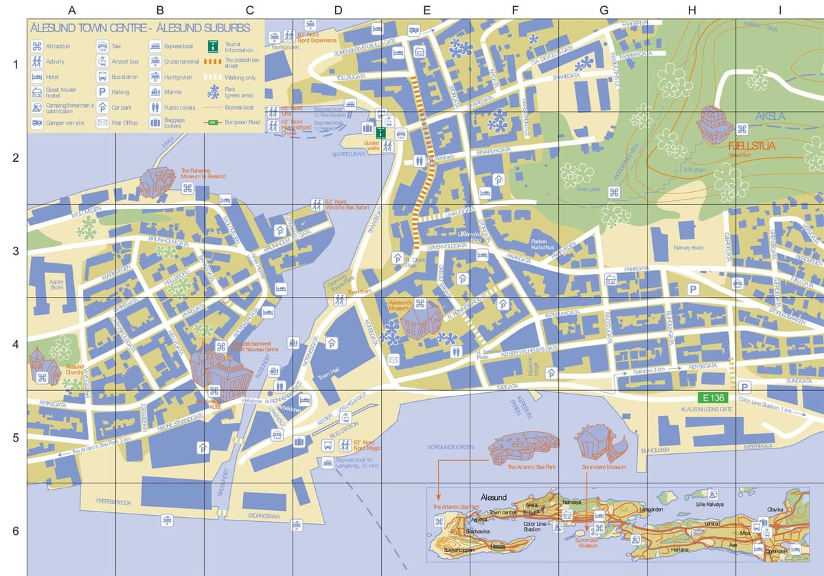 alesund en Norvège carte de la ville