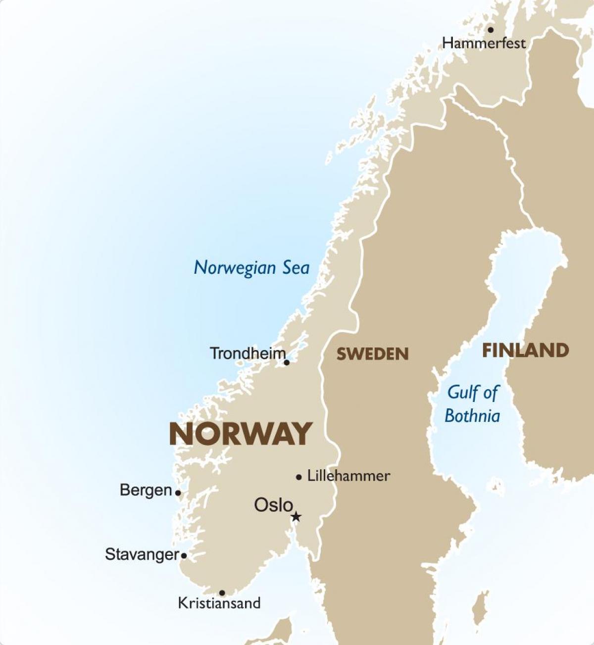 La norvège capital de la carte