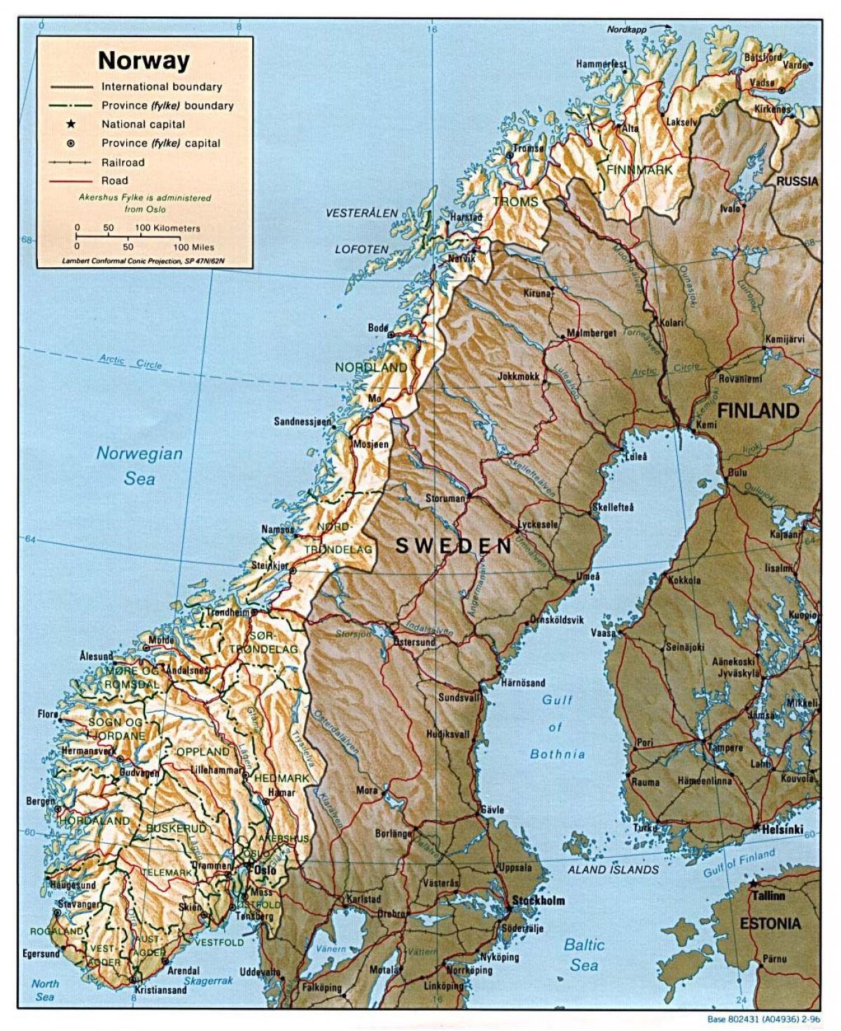 carte détaillée de la Norvège avec les villes