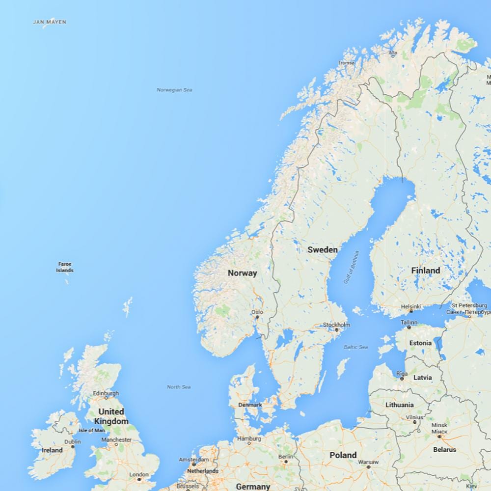 La norvège littoral de la carte