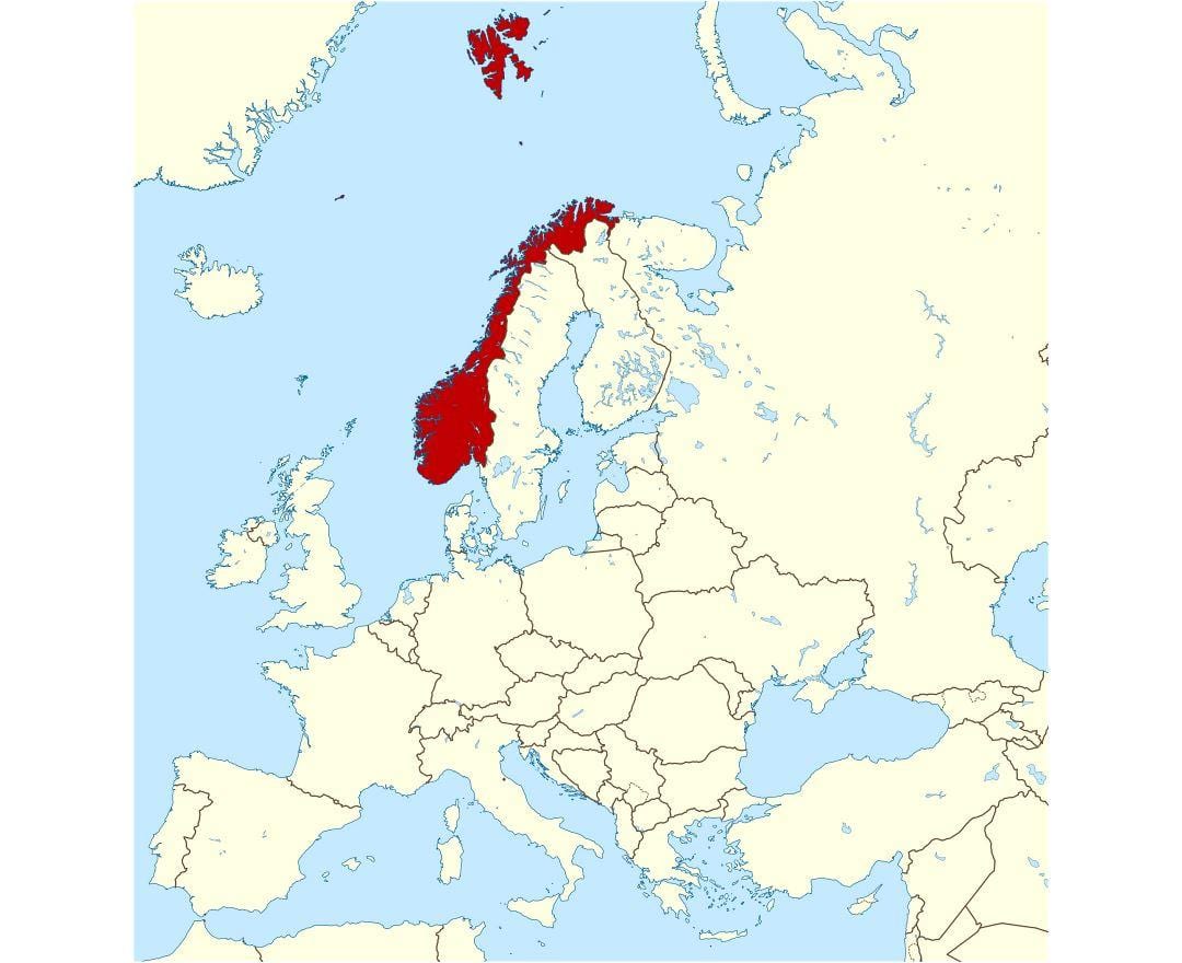 La norvège localisation sur la carte