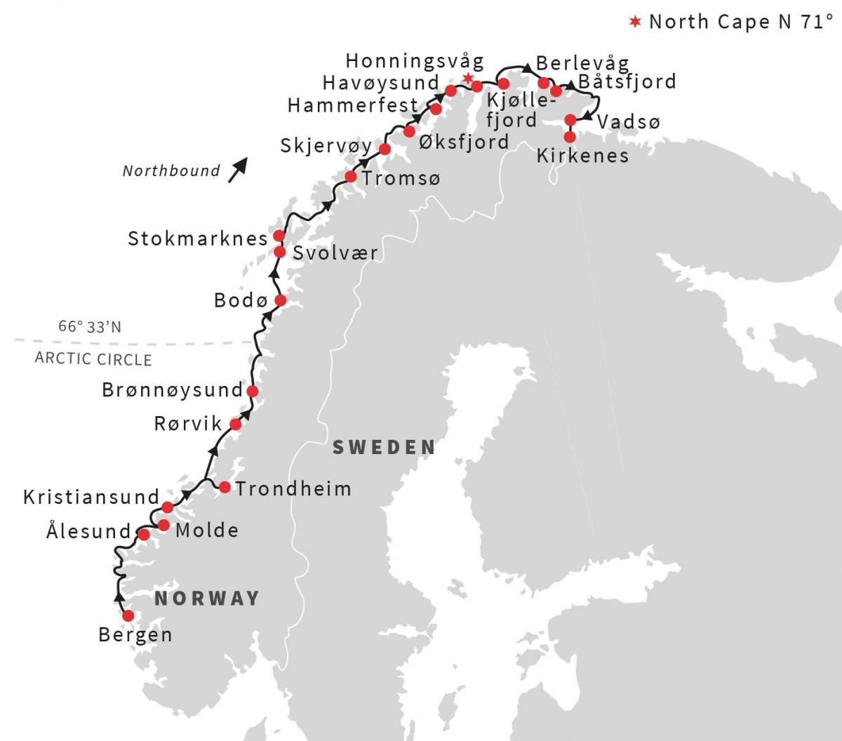 Carte de la Norvège à vélo