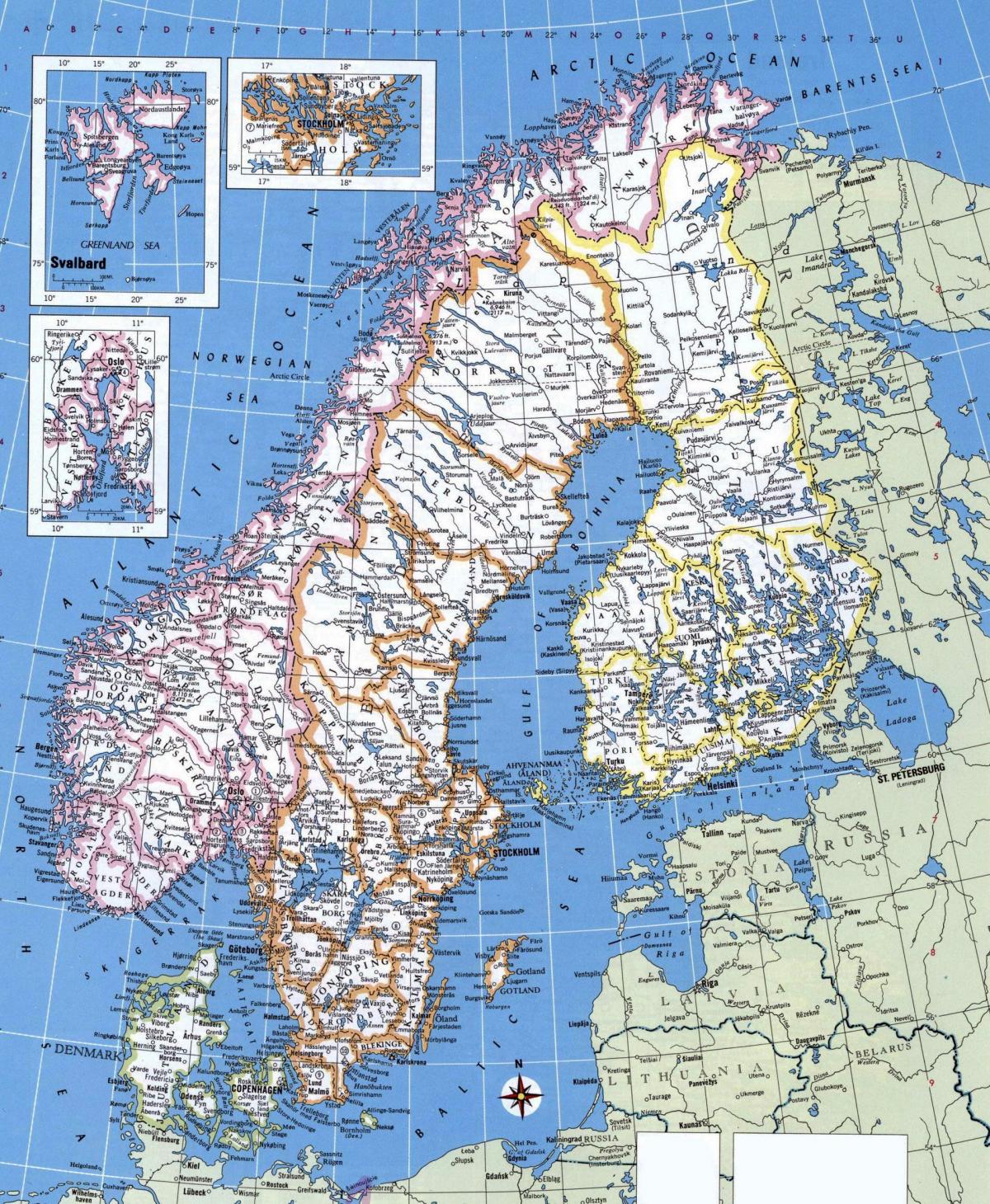 Carte détaillée de la Norvège