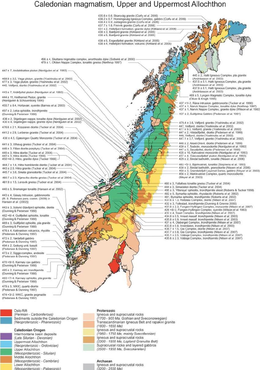 Carte géologique de la Norvège