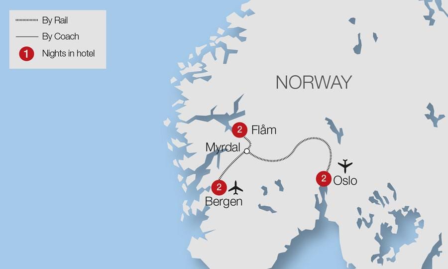 Carte de flam chemin de fer de Norvège