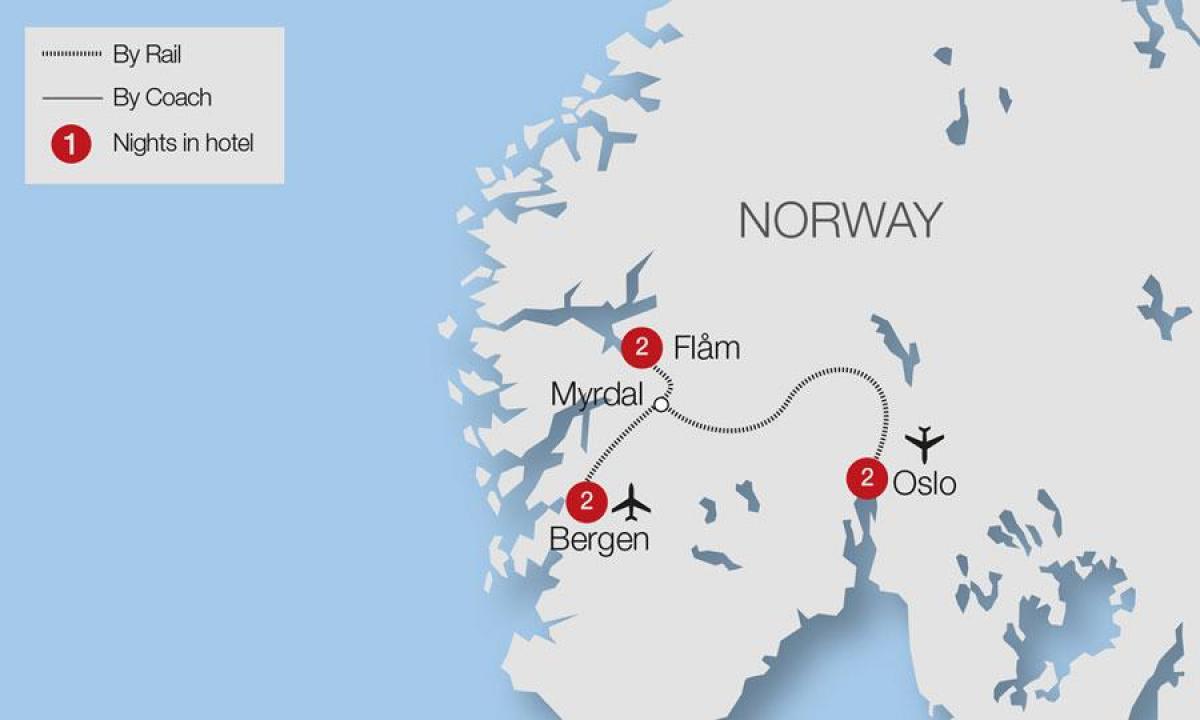 Carte de flam chemin de fer de Norvège