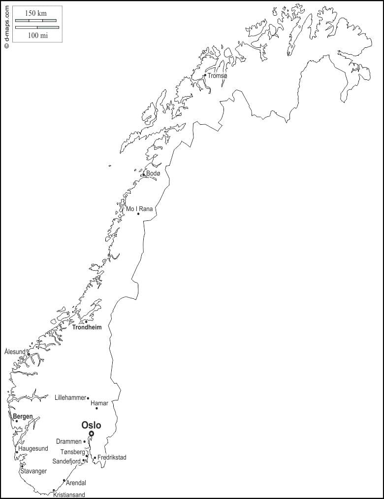 Carte de la Norvège contour