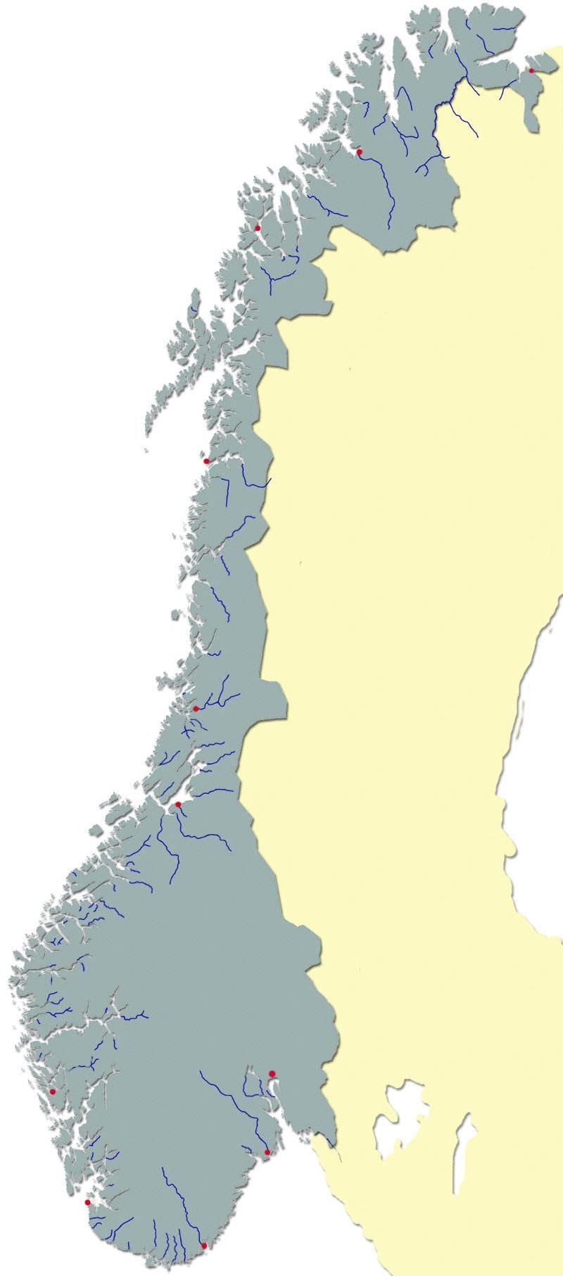Carte de la Norvège, de la rivière
