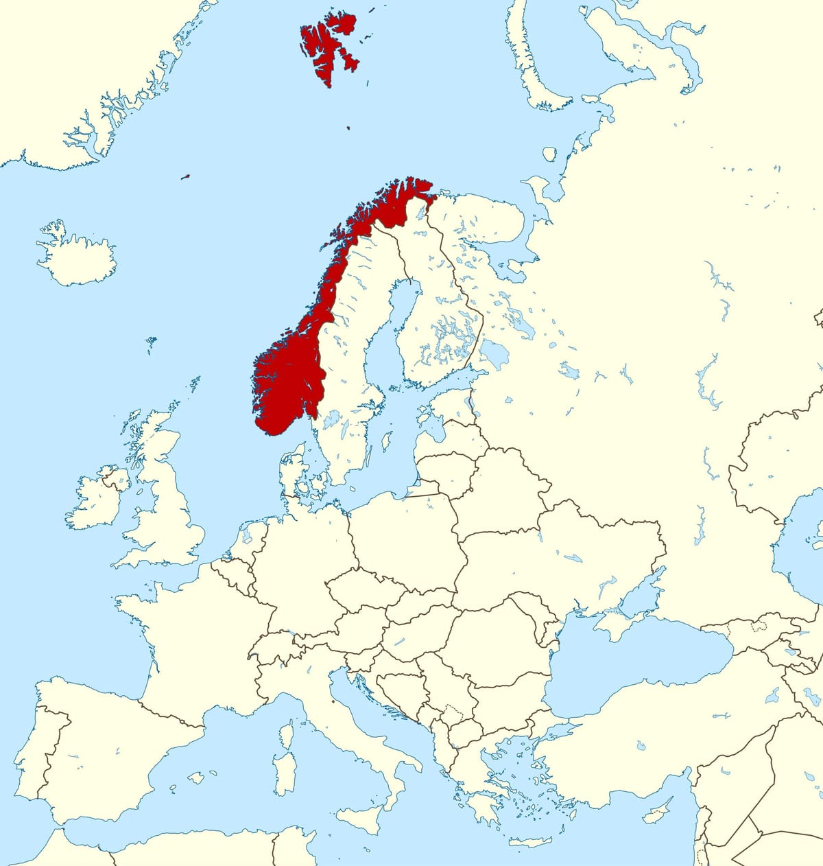 carte de la Norvège et de l'europe