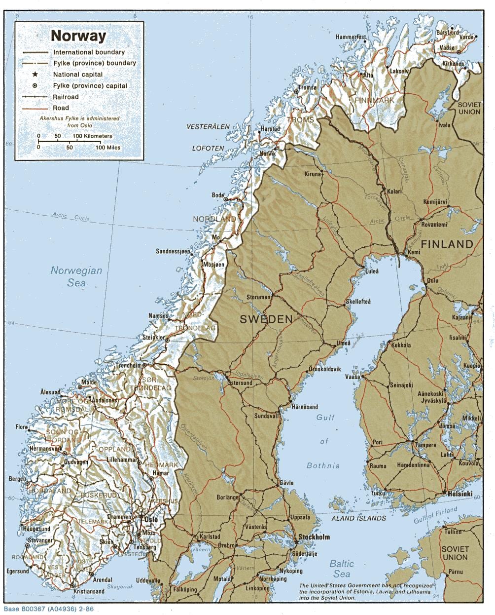 carte géographique de la Norvège