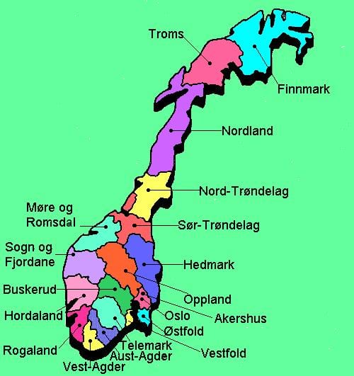 Carte de la Norvège national itinéraires touristiques 