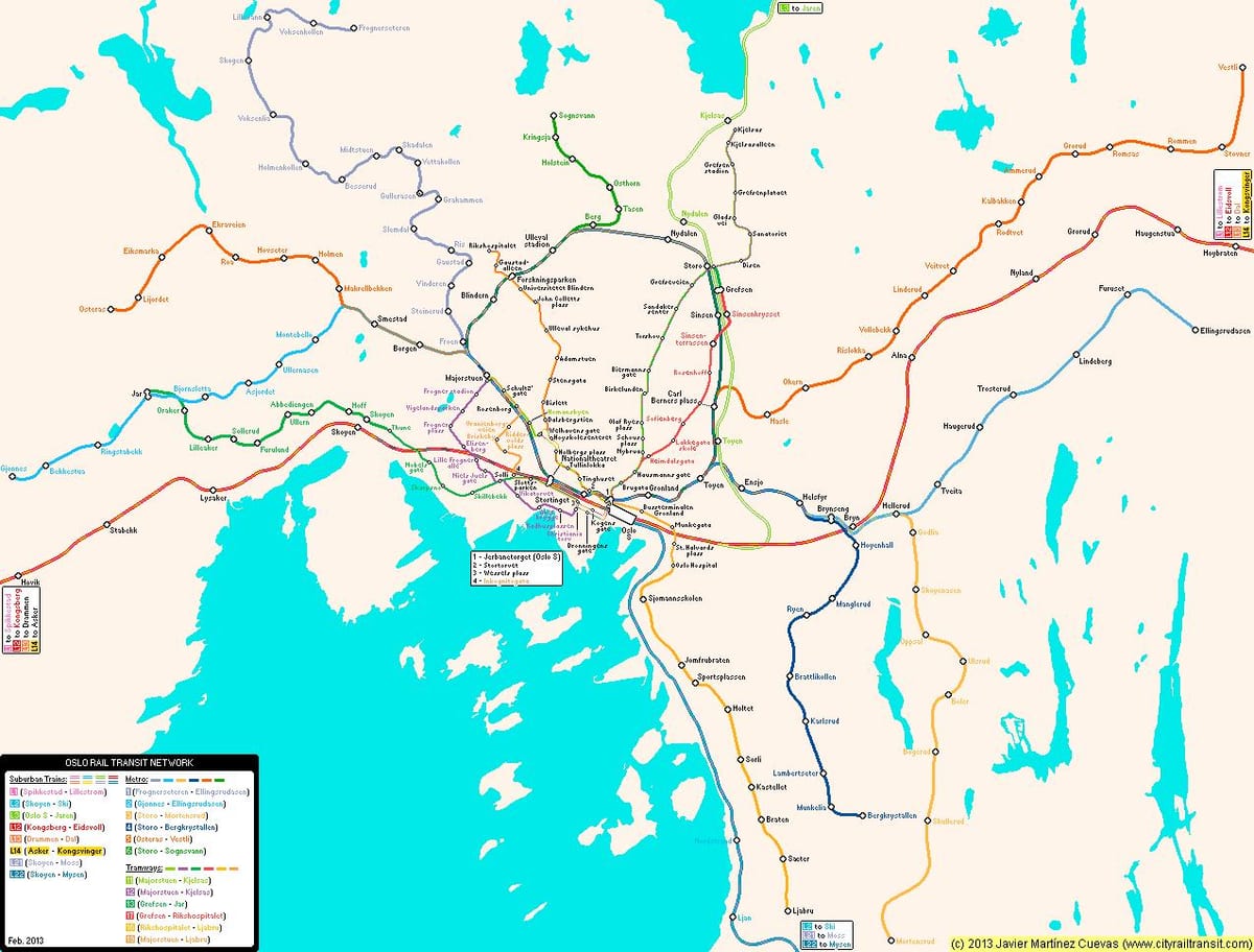 Carte de la Norvège métro