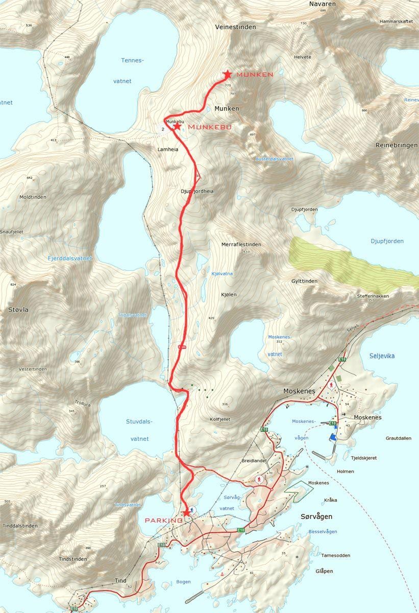 Carte de la Norvège, des sentiers de randonnée