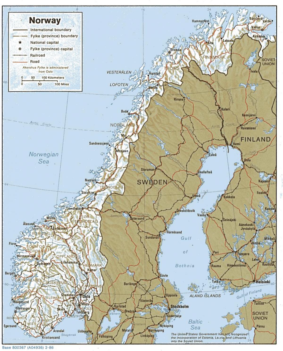 carte géographique de la Norvège