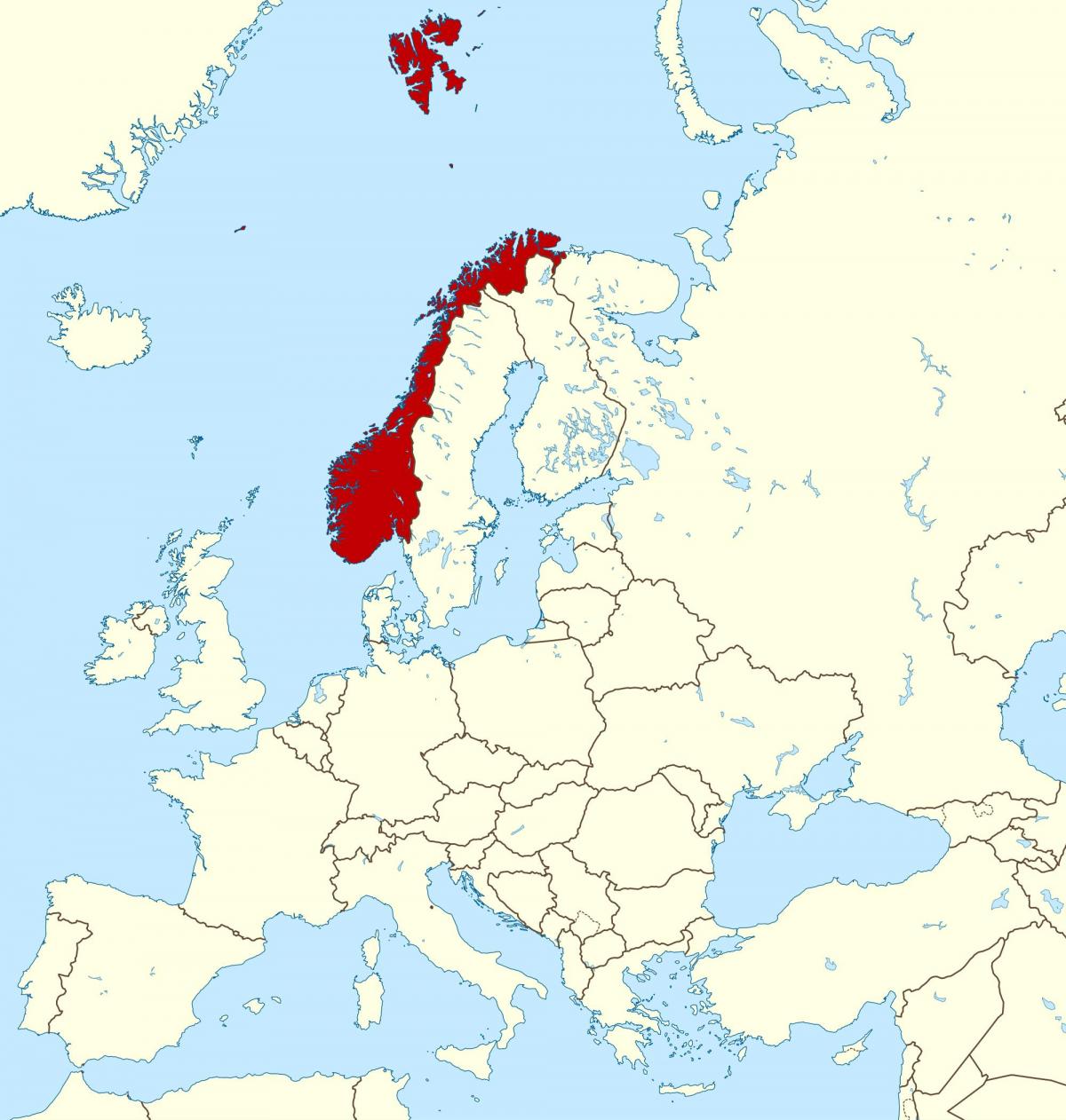 La norvège sur la carte de l'europe