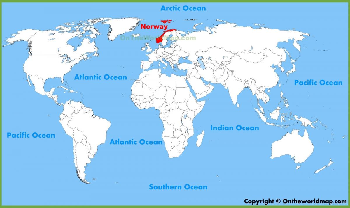 carte du monde montrant la Norvège