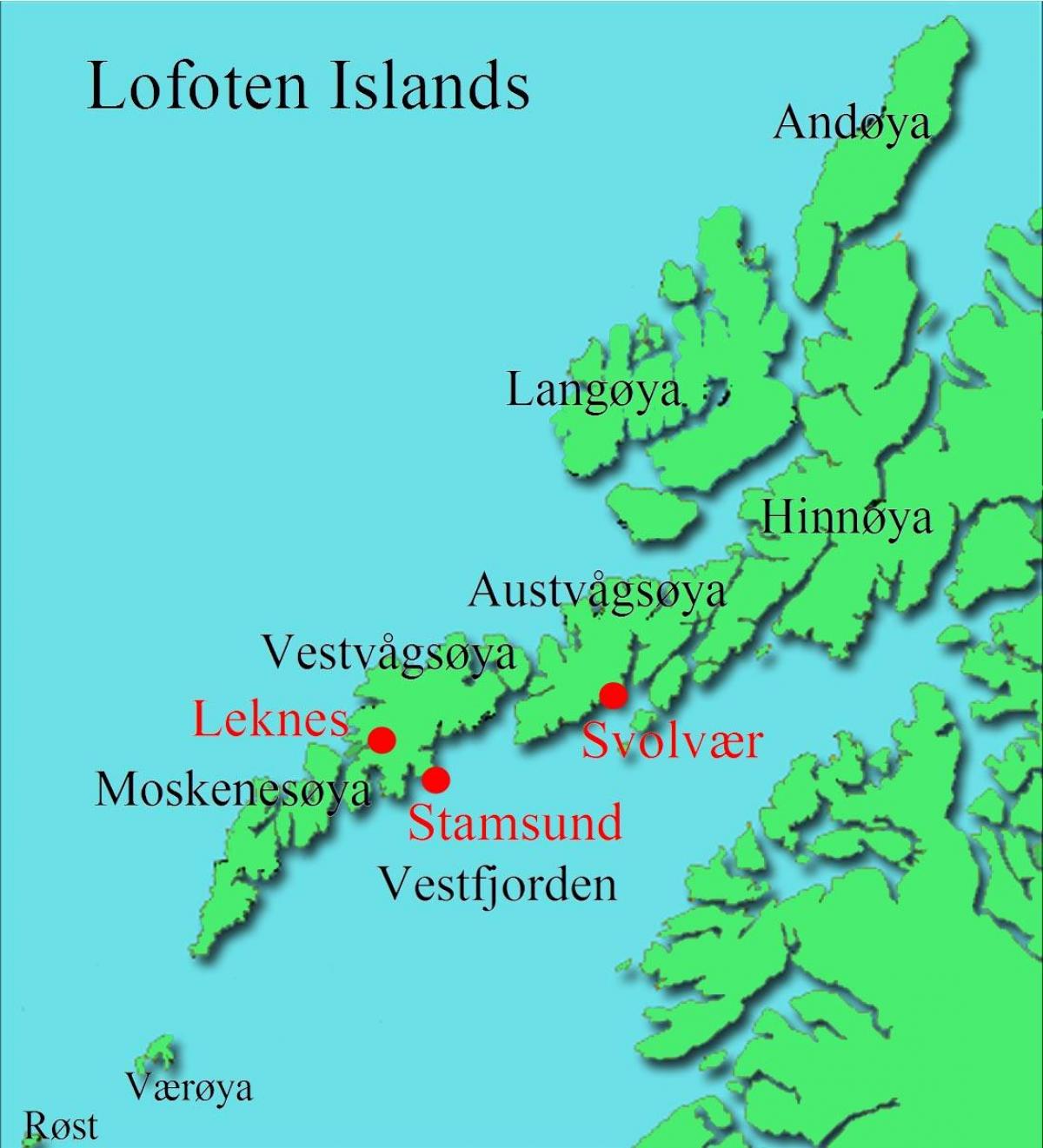 les îles lofoten en Norvège carte