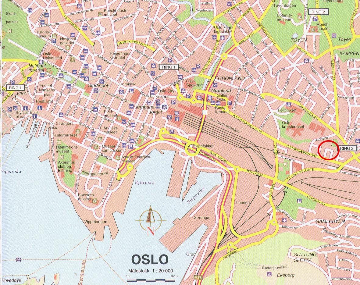 la carte de oslo, Norvège centre-ville