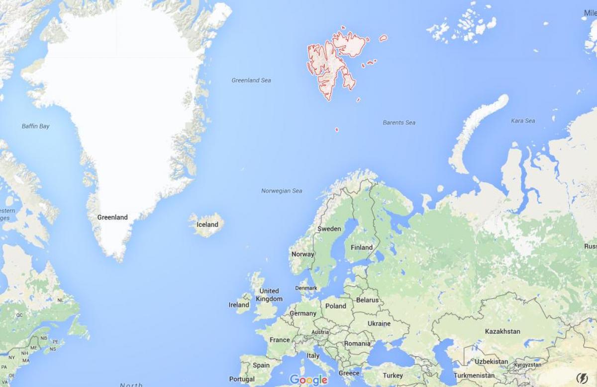 le spitzberg, Norvège carte