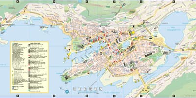 Bergen en Norvège carte de la ville