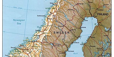Carte détaillée de la Norvège avec les villes