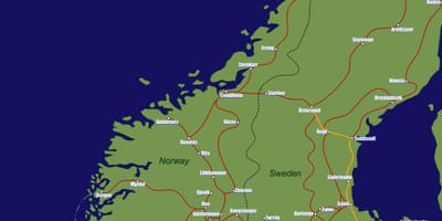 Carte de la Norvège itinéraires de train