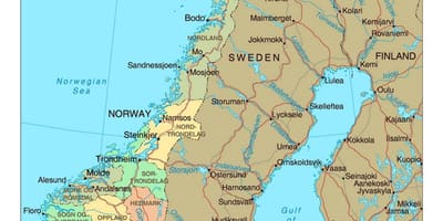 Feuille de route de la Norvège avec les villes