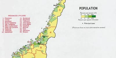 Carte de la population de la norvège