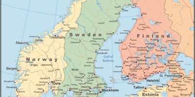 Carte de la Norvège, pays de l'