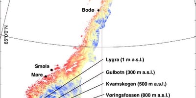 La norvège carte de température