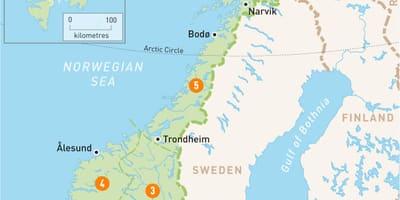 Carte des régions de la Norvège