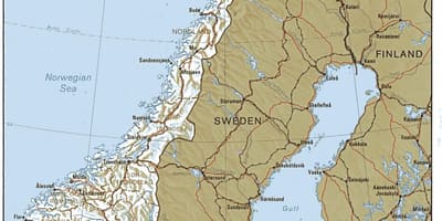 Carte géographique de la Norvège