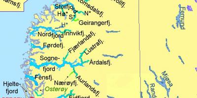 Carte de la Norvège montrant les fjords